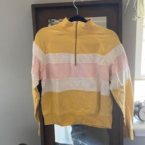 Pink white and yellow quarter zip